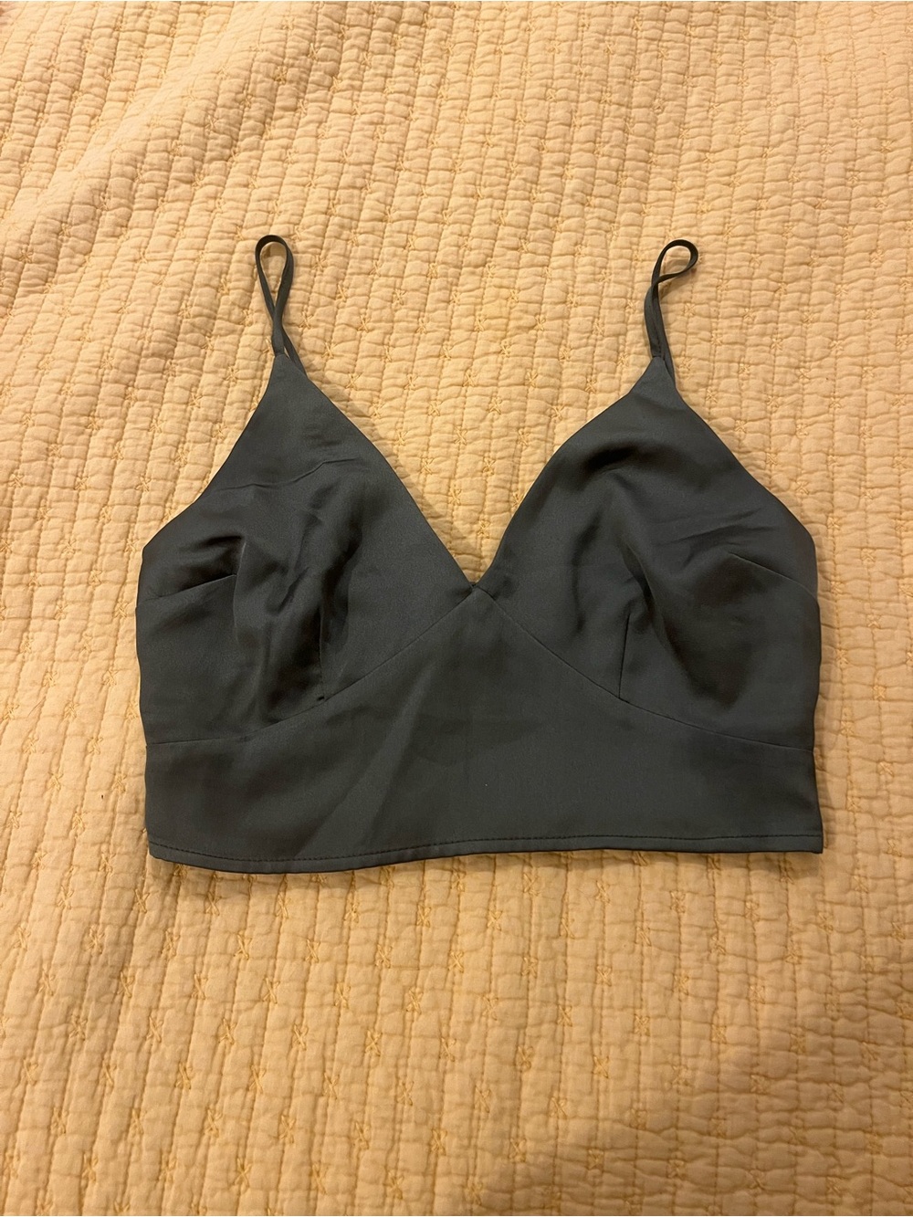 Olive Satin Abercrombie Crop tank top